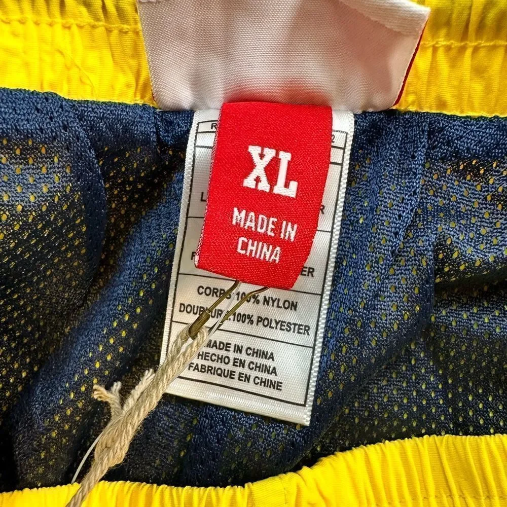 NWT Mitchell & Ness Men’s Michigan Wolverines Yellow Blue Shorts NCAA Lined - XL